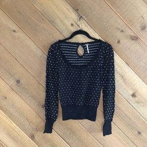 Free People Puff Shoulder Polka Dot Sweater